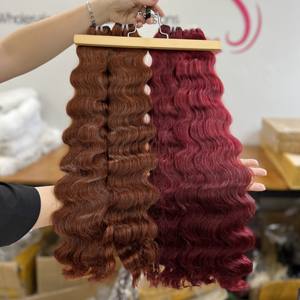 Extensiones de cabello humano vietnamita alineadas con cutículas, tejido de pelo de color de onda profunda dibujado Doble - Product Image 6