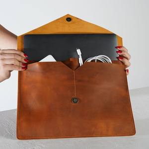 Bolso de cuero genuino de fábrica certificada, funda para portátil con cremallera personalizada de alta calidad, 2017 - Product Image 6