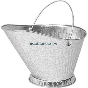 Paniers de cheminée personnalisés directs d'usine revêtement en poudre blanche de haute qualité seau à feu de charbon noir galvanisé avec poignée - Product Image 2