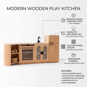 Ensemble de <span class=keywords><strong>cuisine</strong></span> en <span class=keywords><strong>bois</strong></span> pour enfants, <span class=keywords><strong>jouet</strong></span> de simulation pour la maternelle, la garderie, la crèche, la salle de classe, jeu de simulation pour enfants - Product Image 2
