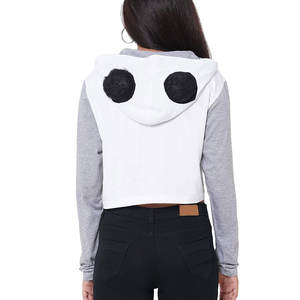 Prix de gros 100% haute qualité recadrée femmes sweat à capuche léger tricoté tissu décontracté haut court à capuche imprimé Techniques hiver - Product Image 6