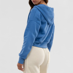 Sudadera Corta con Capucha para Mujer, de Manga Larga, con Cierre Completo, de Algodón, con Impresión de Logotipo Personalizado, en Diferentes Tallas - Product Image 3