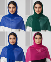 Hijab islamique en mousseline de soie légère de haute qualité, long de 200 cm, uni, pour femmes, accessoire de mode musulmane pour la vie quotidienne