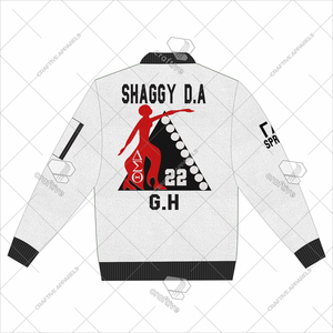 Para Delta Sigma Theta Custom Plus Size Bomber Jacket Diseño transpirable con decoración de rayas bordadas Procesamiento terminado - Product Image 2
