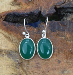 Bijoux pour femmes Boucles d'oreilles style bohème en argent sterling 925 Onyx vert Boucles d'oreilles tendance faites à la main Cadeau pour femmes - Product Image 3