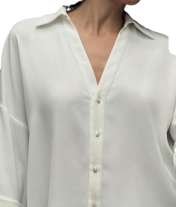 เสื้อครอปสีขาวสำหรับผู้หญิงเกรดมืออาชีพแขนยาวมีเอกลักษณ์ - Product Image 3