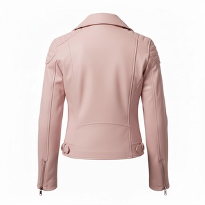 Chaqueta de Motociclista de Cuero Rosa Popular para Mujer, Estilo Casual, Personalizada, al por Mayor, Precio de Fábrica, Chaqueta de Motociclista Genuina para Mujer - Product Image 3