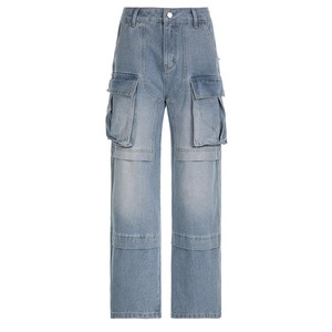 Pantalones Vaqueros de Pierna Recta de Algodón Estampado para Mujer, Peeqi D8751, Otoño, Venta al por Mayor, Nuevos, con Pedrería, Lavados, Talla Grande - Product Image 1
