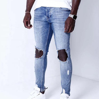 Pantalones Vaqueros de Mezclilla para Hombre, Corte Regular, Cintura Media, Estilo Urbano, Color Azul, Algodón, para Verano