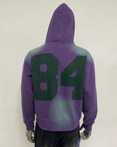 Sudaderas con capucha OEM personalizadas con logotipo estampado desgastado Sudadera de felpa francesa de peso pesado para Hombres estilo lavado al sol desteñido - Product Image 2