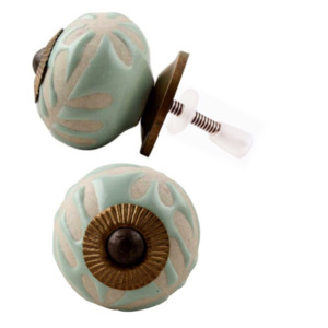 Boutons en céramique floraux gravés en détresse pour armoire tiroir salle de bain centre commercial utilisation pour armoires de cuisine chambres Villas en plein air - Product Image 2