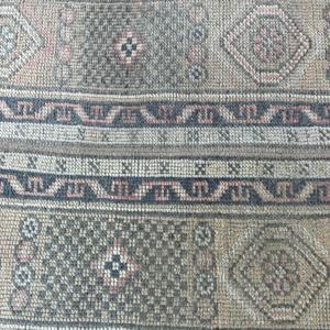 Alfombra de 1.9x8.9 pies, Alfombra Turca Vintage, Alfombra de Lana con Puntos Azules y Marrones - Product Image 5