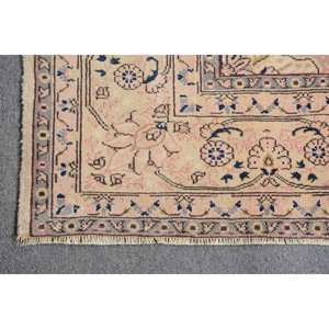 <b>Vintage</b> Turkish <b>Rug</b> Classic Beige Blue 6.9 X 10.3ft Handmade Wool Latex Backing Patchwork Abstract Pattern for Living Hallway - Product Image 5