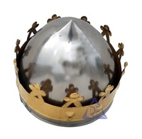 Casque de roi médiéval, design moderne, couleur argent, 100% fait main, couronne de chevalier Richard, artisanat en métal, reconstitution historique, décoration de bureau à domicile