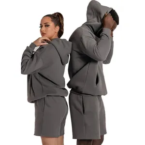 OEM toptan moda sıcak satış özel Logo Hoodie ve şort takımı Sweatsuits Unisex setleri eşofman
