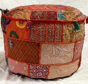 Meubles de salon indiens, canapé vintage fait à la main, patchwork, pouf et ottoman de style antique réglable - Product Image 2