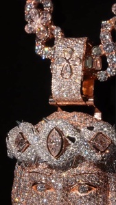 Collar de cadena de eslabones de oro rosa de 14kt de moda Eleva tu estilo con colgante de moda con diamantes cultivados en laboratorio VVS Claridad - Product Image 3