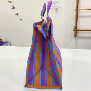 Recycled Nylon and PP Woven Striped Plastic Woven Handloom Shopping Bags Made in India Ecofriendly Market Bags Wholesales Bags - Product Image 1