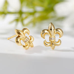 Boucles d'oreilles clous en or rose plaqué diamant Jeulia Fleur-De-Lis pour mariage - Product Image 5