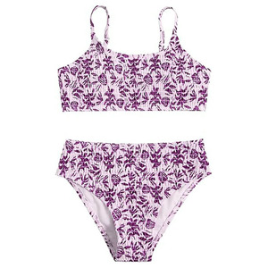 Conjunto de Bikini Floral de 2 Piezas para Mujer de Alta Calidad, Top Fruncido, Braguita de Cintura Alta, Estampado Digital, Traje de Baño Elástico - Product Image 2
