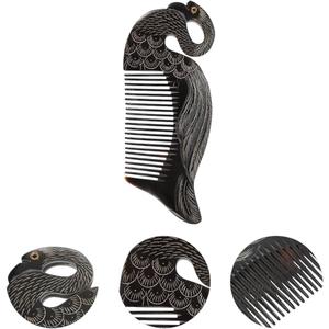 Peigne à dents larges en corne de buffle noire à poignée de qualité supérieure Peigne à cheveux en corne de buffle Peigne à corne naturelle Taille et design personnalisés - Product Image 3