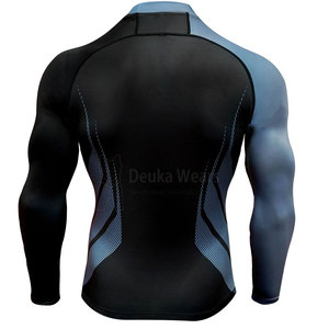 Ropa de gimnasio de secado rápido para hombre, ropa de gimnasio de manga larga con logotipo personalizado de talla grande hecha de material de LICRA liso - Product Image 2