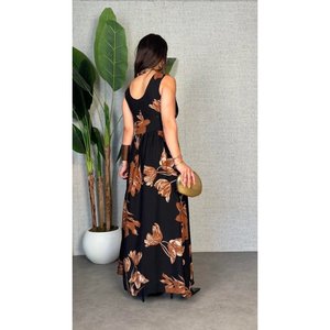 Vestido Largo Supreme para Mujer con Escote Cruzado y Detalle de Corte Ancho, 34638 - Café - Product Image 3