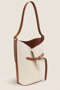 Bolso de Lona Crema Personalizado con Logotipo para Mujer, Bolso de Hombro Minimalista, OEM, ODM, Marca Privada - Product Image 1