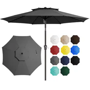 9 'уличный зонт для патио рынок полосатый Зонт с кнопкой наклона и кривошипом открытый большой пляж у бассейна зонт для отеля