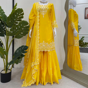 Modern Indian Style Modal Embroidery Work Salwar Kameez Designer Dupatta Customizable <b>Wedding</b> Party All Seasons Quick Dry - Product Image 1