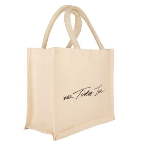 Sac fourre-tout en toile de coton imperméable, logo personnalisé écologique, forme carrée laminée, sac de shopping avec poignée colorée - Product Image 5