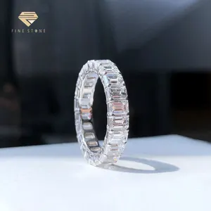 Tùy chỉnh đầy đủ thiết lập ngọc lục bảo cắt Nhẫn cưới 14k 18K vàng trắng Lab-Grown kim cương engagement Ring