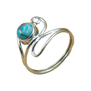 Anillo de Turquesa Azul Cobre, Anillo de Plata de Ley 925, Anillos Hechos a Mano para Mujer, Regalo de Navidad o Cumpleaños para Esposa - Product Image 1