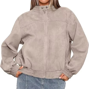 เสื้อแจ็คเก็ตบอมเบอร์มีซิปรูดแขนยาวสำหรับ2025เสื้อแจ็กเก็ตหนังพรีเมี่ยมสำหรับผู้หญิง - Product Image 5