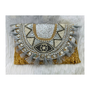 High Quality Women's Long Cotton Jute Clutch Wallet Beading Shell Tassel Zipper Closure Embroidery Indian Fashion Accessory Lock - Product Image 5