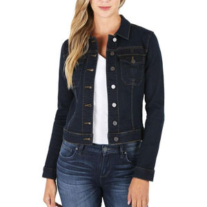 Chaqueta Vaquera de Invierno para Mujer, a la Moda, de Alta Calidad, Tejida, Informal, Transpirable, Color Negro, 100% Algodón, Personalizable en la Parte Delantera - Product Image 2