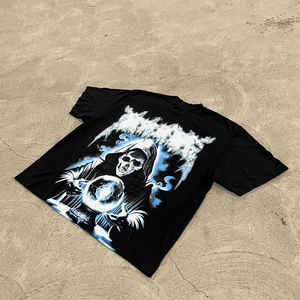 100% coton, T-shirt pour hommes, coupe ample, imprimé OEM personnalisé poids lourd graphique sérigraphie t-shirt hommes t-shirts 100% coton - Product Image 5