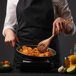 Juego de cucharas de madera para cocinar Incluye espátula para servir freír Chapati Postre Cucharas de arroz De madera para antiadherente por glowin fashion - Product Image 6