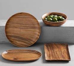 Assiettes en bois de finition brute avec surface sculptée et revêtement non toxique sûr pour servir des aliments en mangue et en bois d'acacia Design - Product Image 4