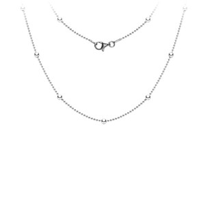 สร้อยคอลูกปัดเงินแท้925ลูกปัดเชื่อมกว้าง1-2มม. ยาว40ซม. ผิวเรียบ - Product Image 1