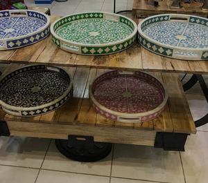 Natural Bone and Mother of Pearl Resin Inlay Tray Set Ideal for <b>Eid</b> Ramadan <b>Gifts</b> and Special Return <b>Gift</b> <b>Ideas</b> - Product Image 2