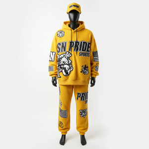 ชุดวอร์มผู้ชายแบบมีฮู้ด สไตล์ลำลอง ทรงปกติ สำหรับฤดูหนาว ผ้าฝ้ายฟลีซ 100%  สำหรับออกกำลังกาย เล่นกีฬา วิ่งจ๊อกกิ้ง พร้อมปักโลโก้ตามสั่ง - Product Image 1