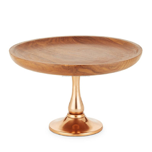Soporte para servir pasteles de frutas de madera de forma redonda Soporte para servidor de pasteles de frutas de estilo único con acabado de nuez Venta caliente - Product Image 4
