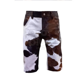 กางเกงขาสั้นหนังวัวแท้สำหรับผู้ชาย สไตล์ลำลอง เรียบง่าย เป็นมิตรกับสิ่งแวดล้อม หรูหรา ทำมือ แฟชั่นนักขี่มอเตอร์ไซค์ - Product Image 1