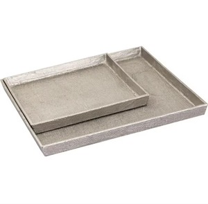 Ensemble de plateaux de service en aluminium pur martelé rectangulaire Offre Spéciale durable de qualité supérieure pour un service élégant - Product Image 1
