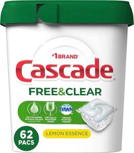 Cascade Free & Clear ActionPacs, Detergente para Lavavajillas, Esencia de Limón, Jabón para Lavavajillas, Cápsulas para Lavavajillas, 62 Unidades - Product Image 5