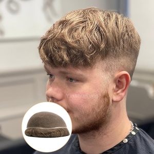 Prótesis Capilar Masculina de Encaje Completo con Textura Moderna, Sistema de Reemplazo de Cabello 100% Densidad, Línea de Cabello Realista, Peluca para <span class=keywords><strong>Hombre</strong></span>, Elige el Color - Product Image 1
