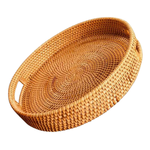 PANIER/PLATEAU en rotin en osier vietnamien authentique plateau de service avec poignées fait à la main personnalisable parfait pour la décoration intérieure - Product Image 1