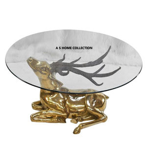 Muebles de lujo Diseño de árbol de metal de aluminio y mesa de centro de color marrón superior de vidrio para sala de estar Muebles de oficina de alta calidad - Product Image 3