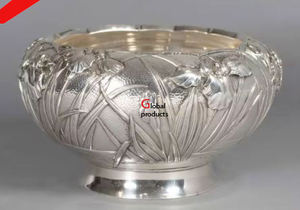 Bol de service à dessert au chocolat au look le plus récent avec un design de fleurs et de feuilles dorées pour le restaurant et le bar Hortel - Product Image 2